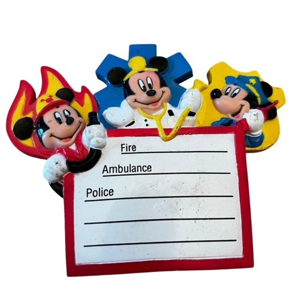 Vintage Walt Disney Mickey Unlimited Fridge Magnet Emergency Phone Numbers